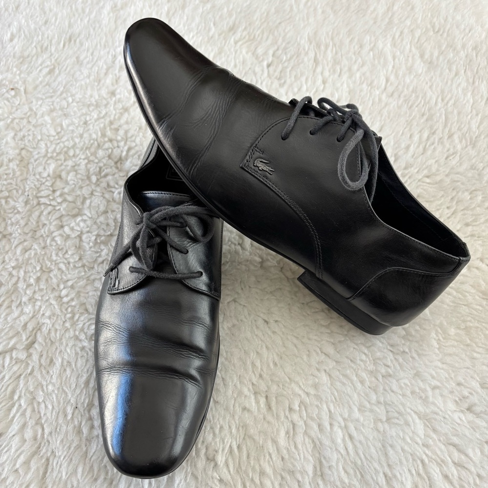 Lacoste Henri CLM Black Leather Derby Lace-Up Shoes size 11 - Picture 9 of 12